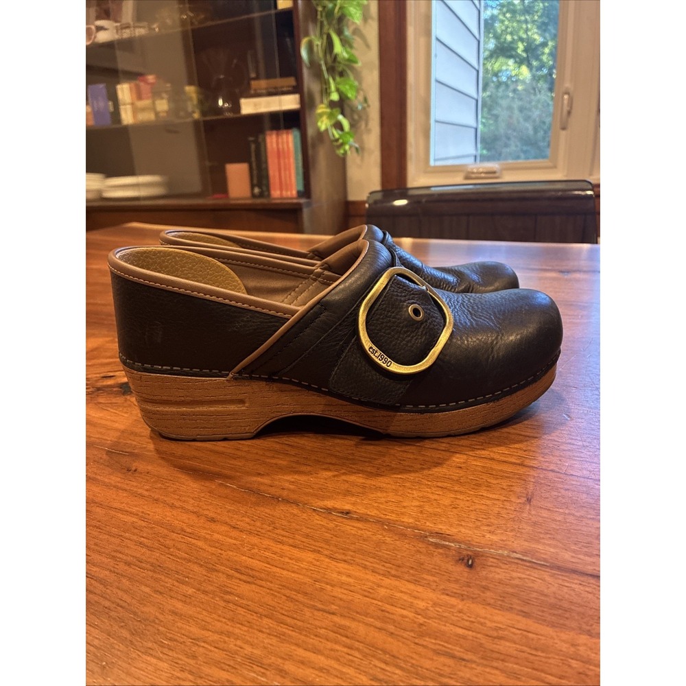 Dansko Pearson Tumbled Leather Buckle Clog Black EU 41 - 11 11.5 EUC